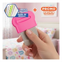 Pack4 Peine Fino Fucsia para Piojos y Liendres Resistente en Casa Y+Papel Regalo